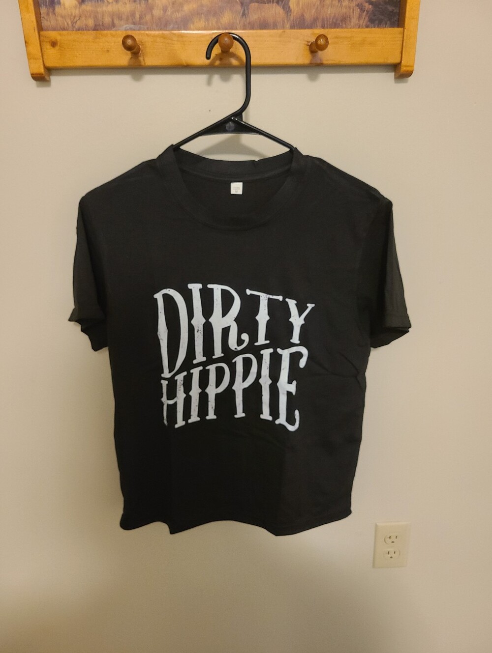 Dirty Hippie Graphic Tee in Black with White Print